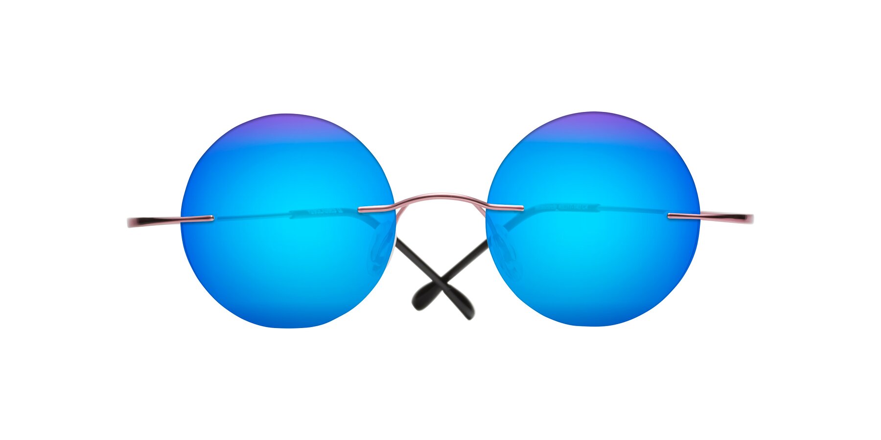 Folded Front of Minicircle in Light Pink with Blue Mirrored Lenses