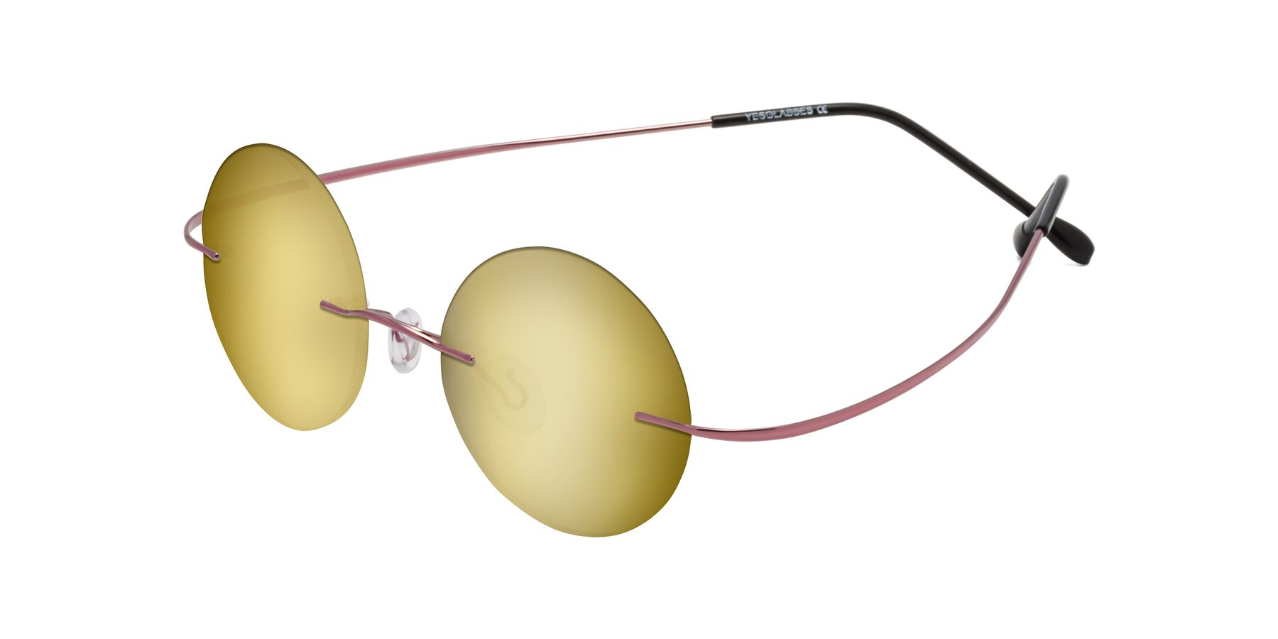 Angle of Minicircle in Light Pink with Gold Mirrored Lenses
