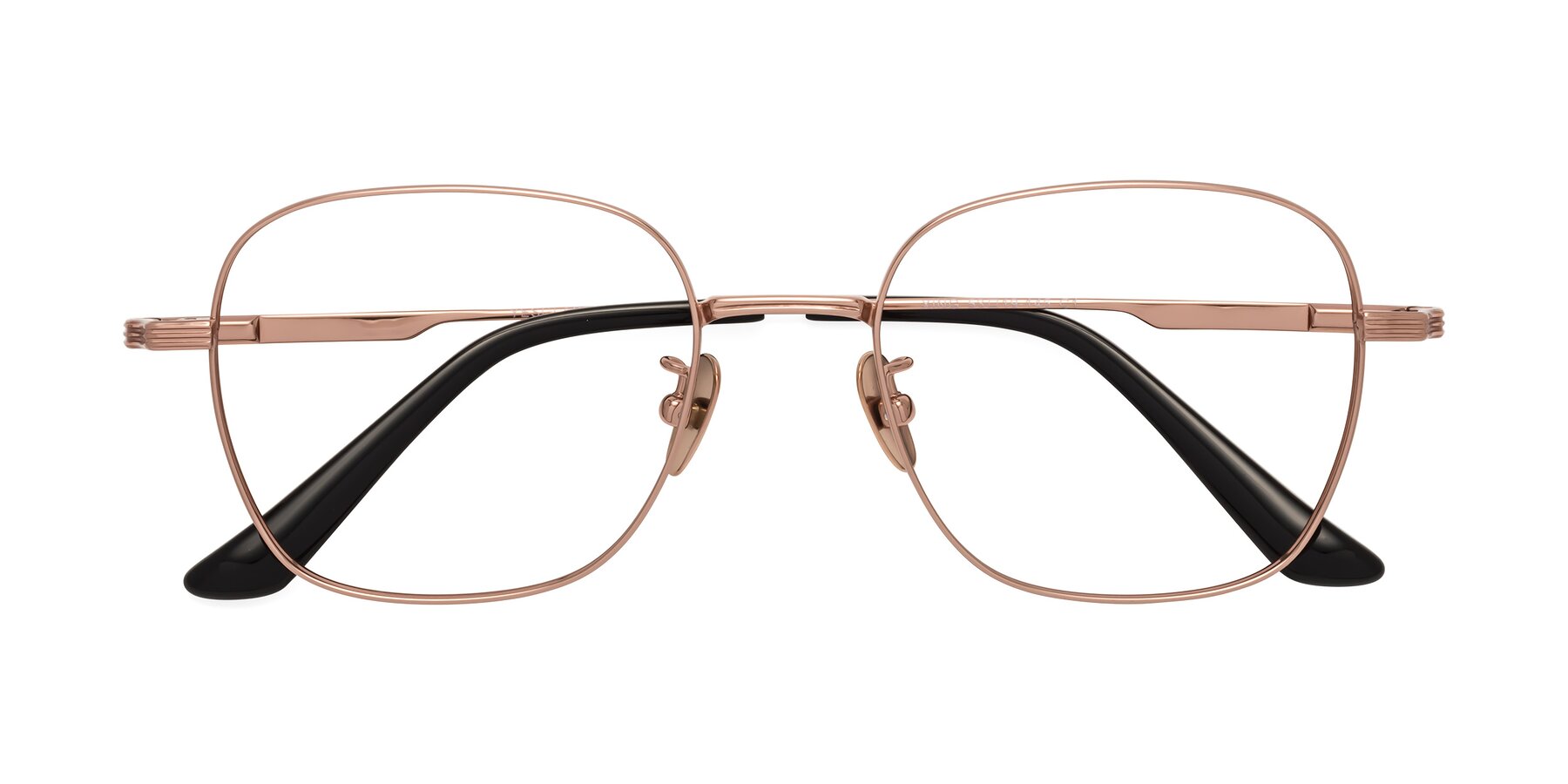 Folded Front of XING in Rose Gold with Clear Eyeglass Lenses