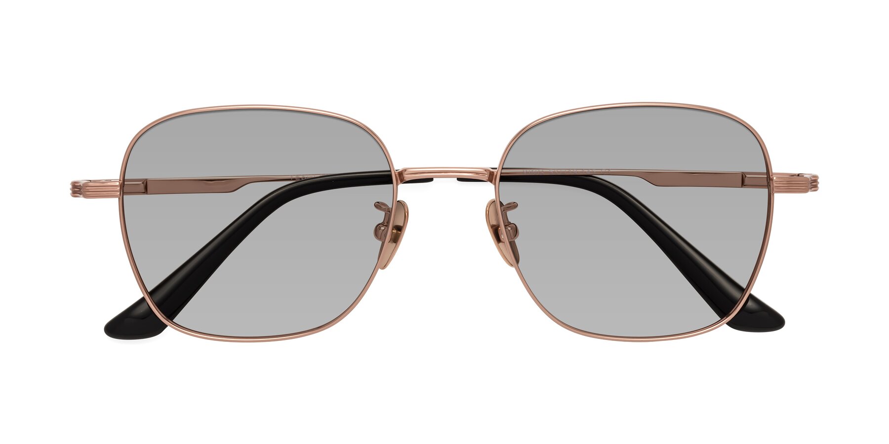 Folded Front of XING in Rose Gold with Light Gray Tinted Lenses