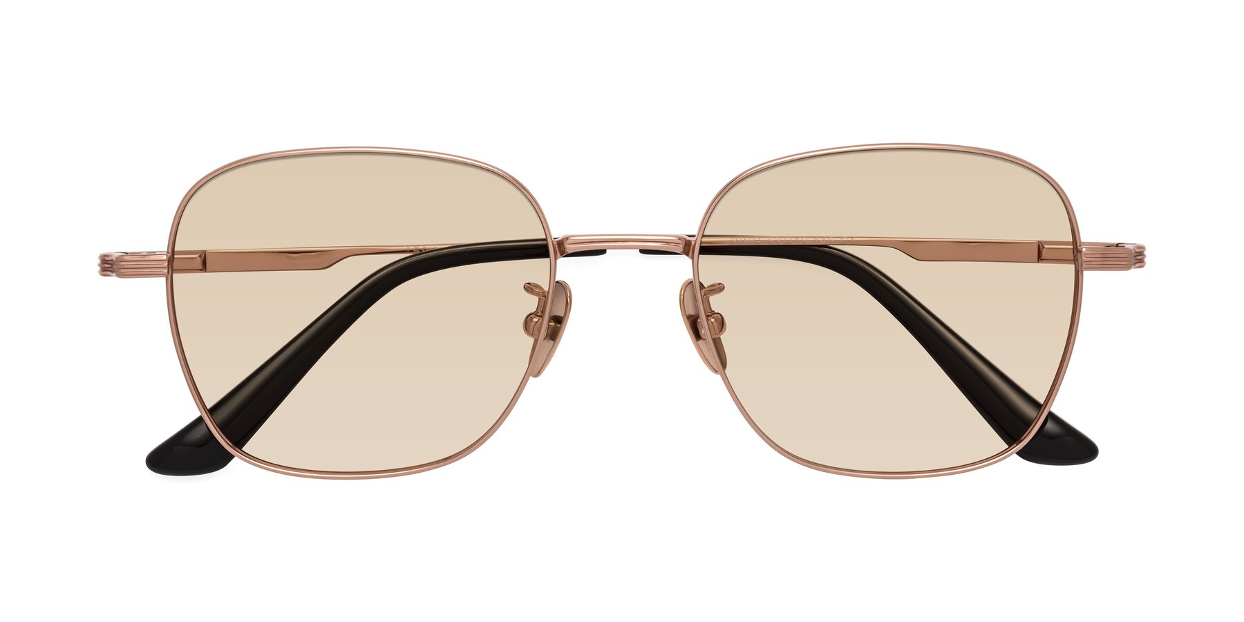 Folded Front of XING in Rose Gold with Light Brown Tinted Lenses