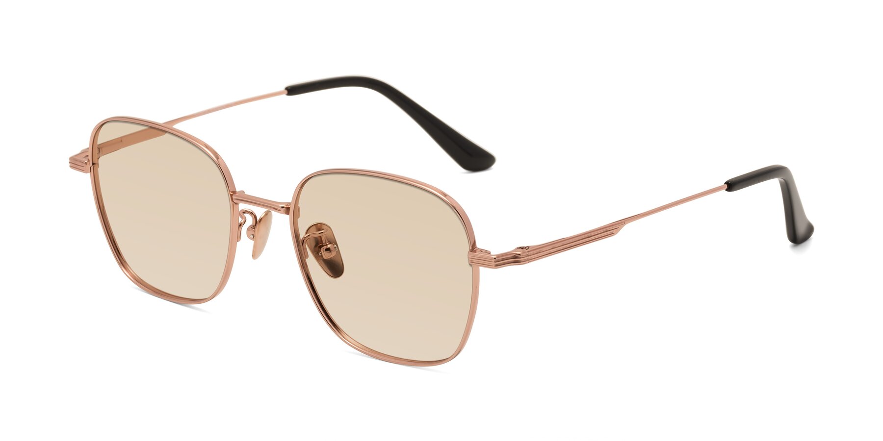 Angle of XING in Rose Gold with Light Brown Tinted Lenses