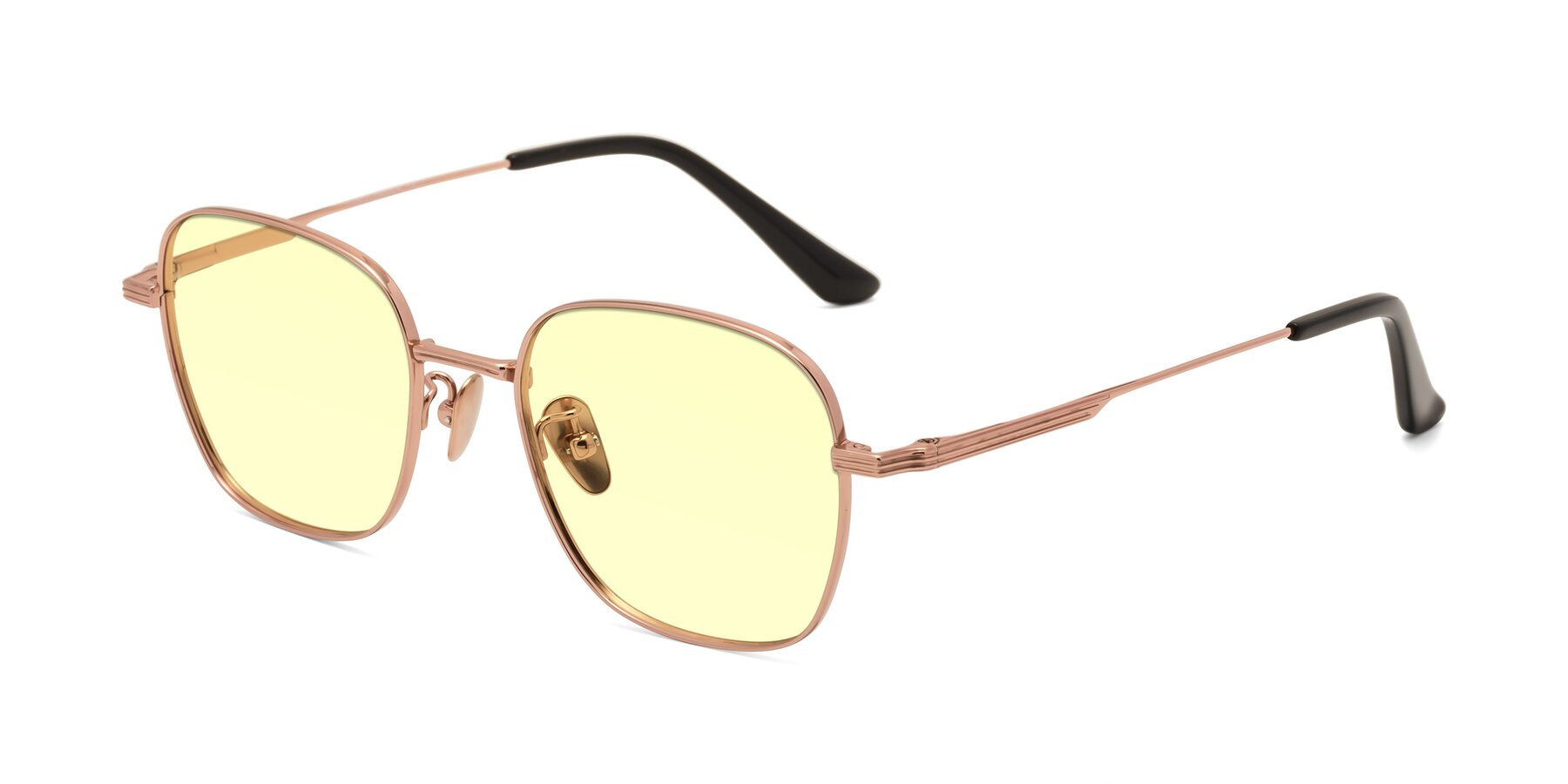 Angle of XING in Rose Gold with Light Yellow Tinted Lenses