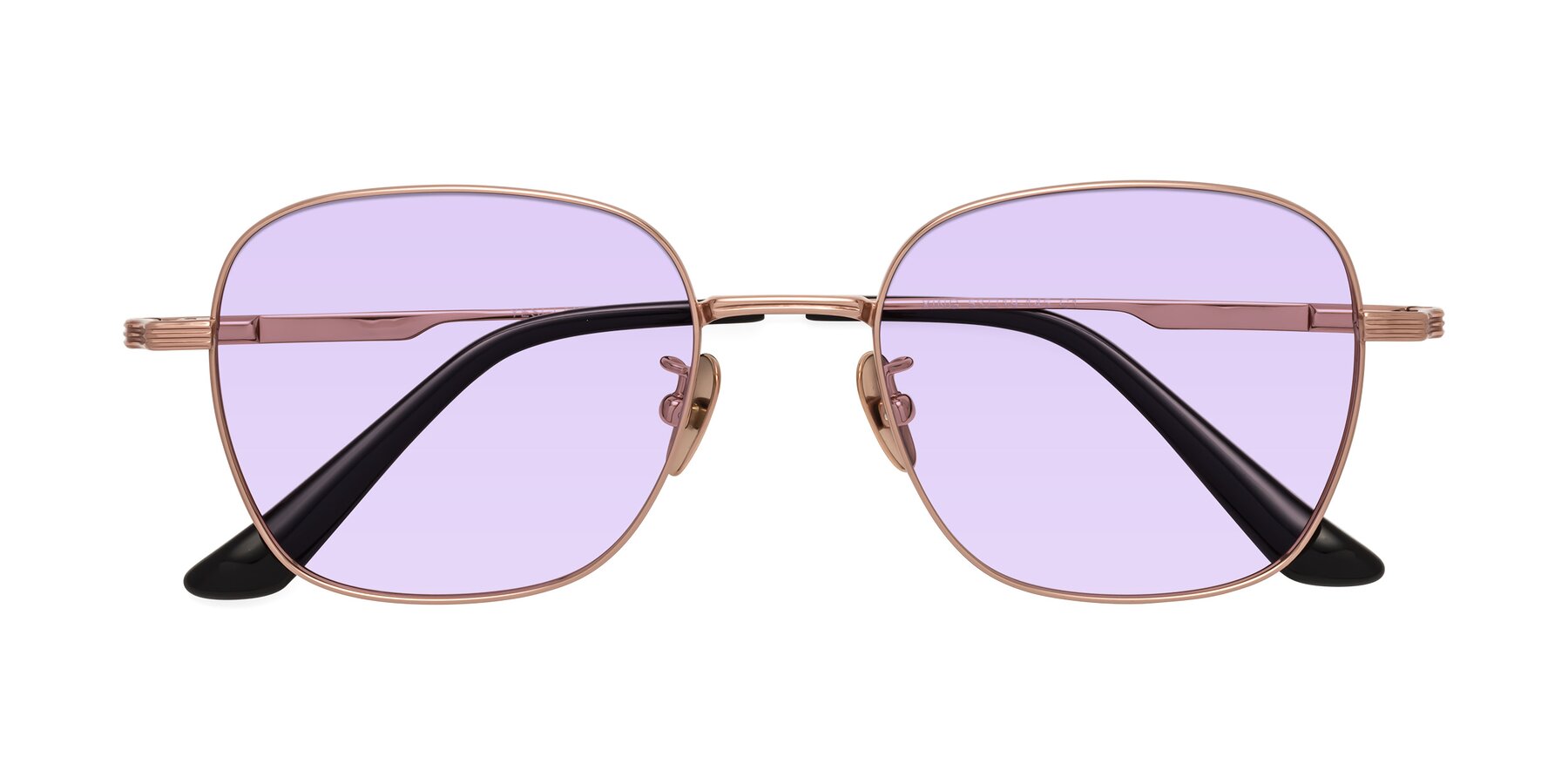 Folded Front of XING in Rose Gold with Light Purple Tinted Lenses