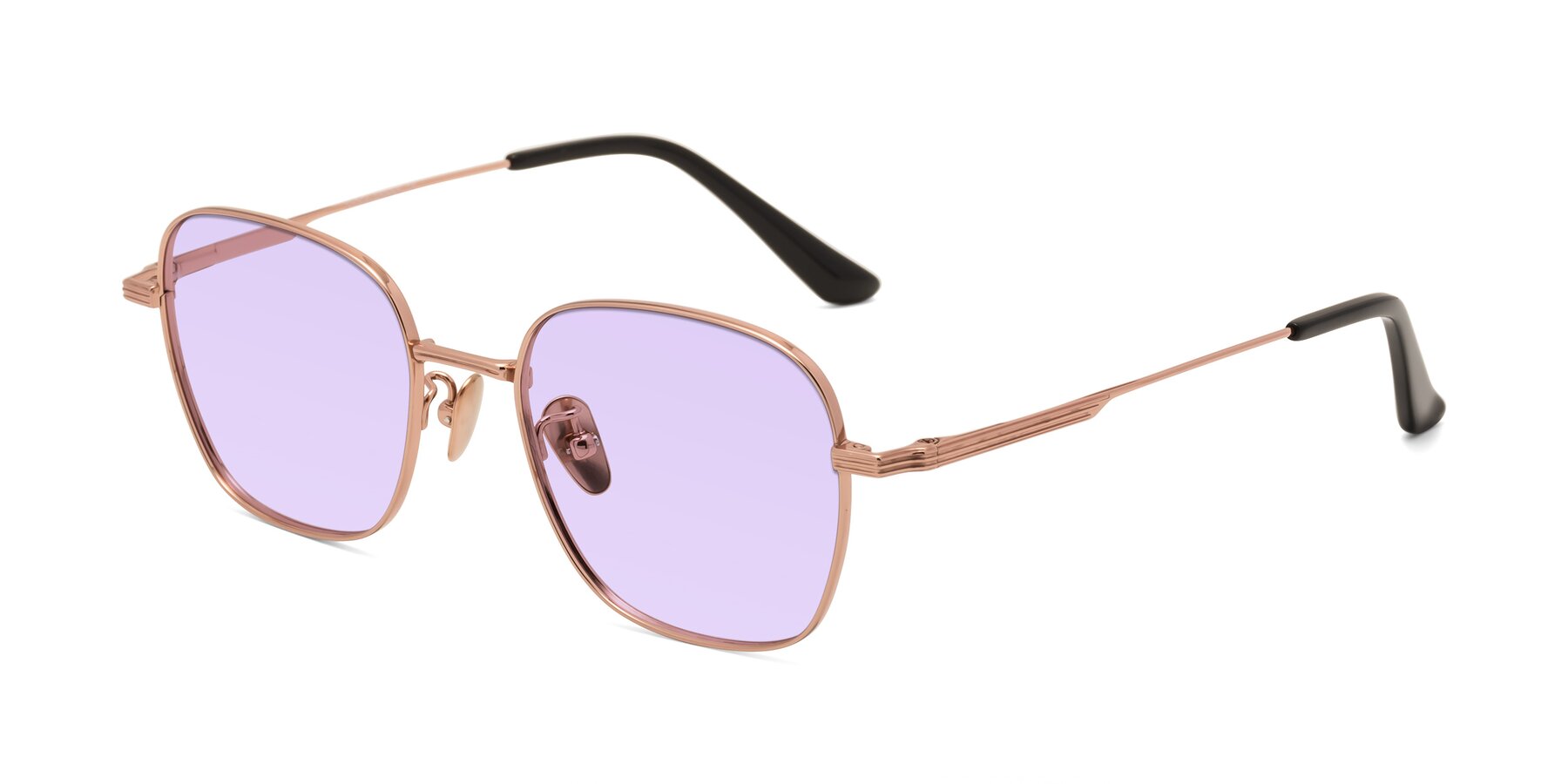 Angle of XING in Rose Gold with Light Purple Tinted Lenses