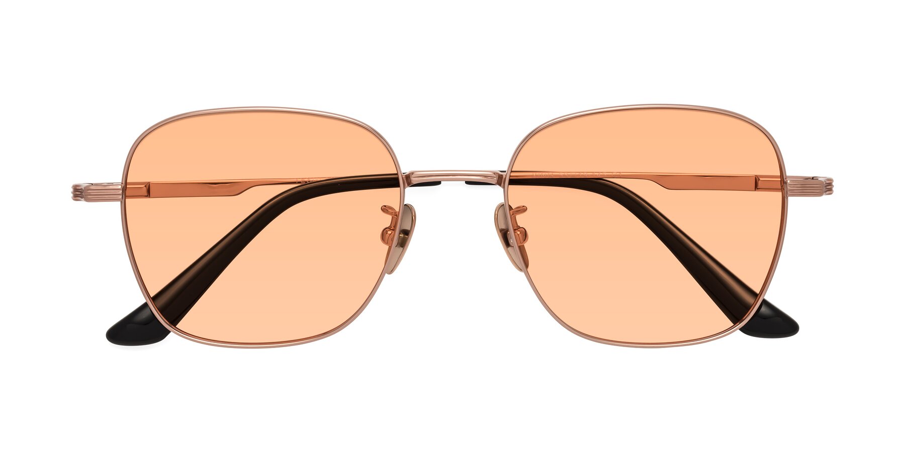 Folded Front of XING in Rose Gold with Light Orange Tinted Lenses