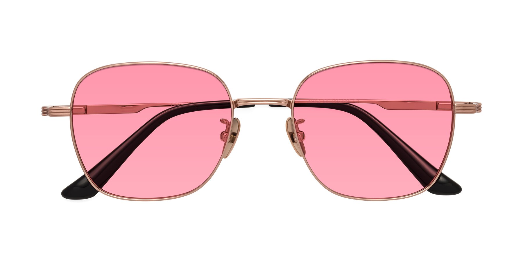 Folded Front of XING in Rose Gold with Pink Tinted Lenses