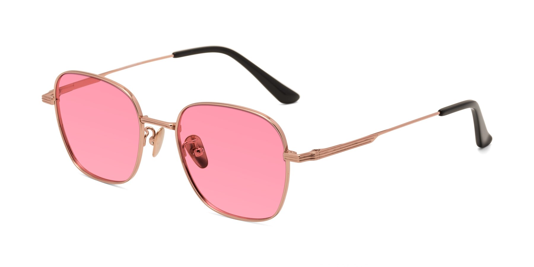 Angle of XING in Rose Gold with Pink Tinted Lenses