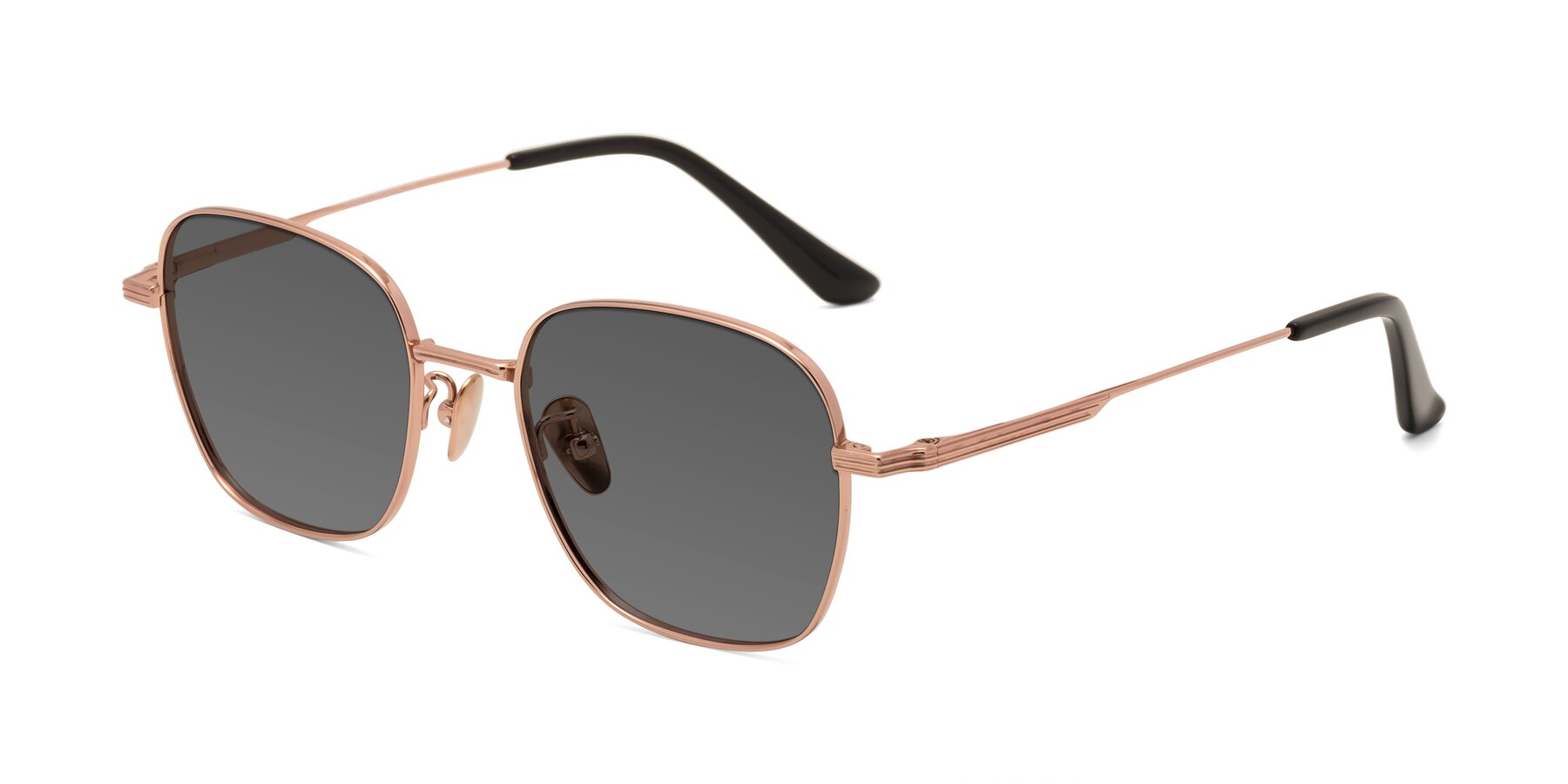 Angle of XING in Rose Gold with Medium Gray Tinted Lenses