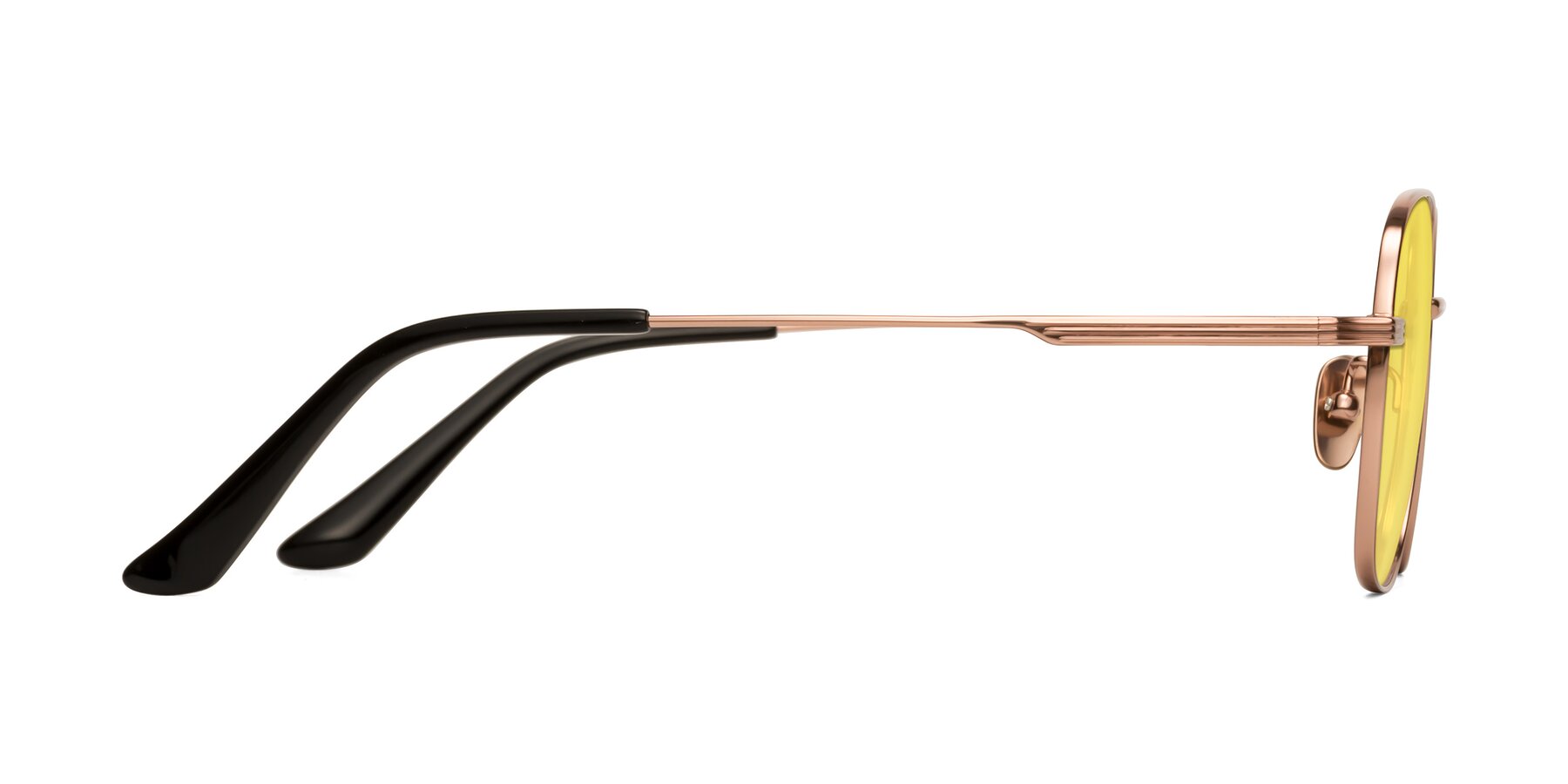 Side of XING in Rose Gold with Medium Yellow Tinted Lenses