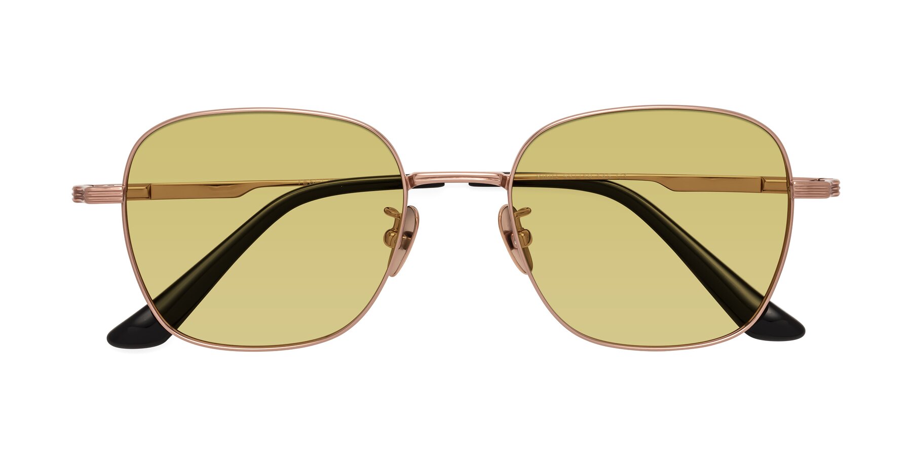 Folded Front of XING in Rose Gold with Medium Champagne Tinted Lenses