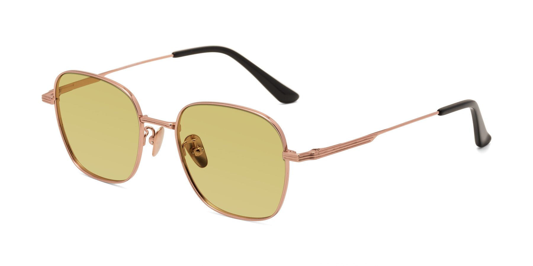 Angle of XING in Rose Gold with Medium Champagne Tinted Lenses