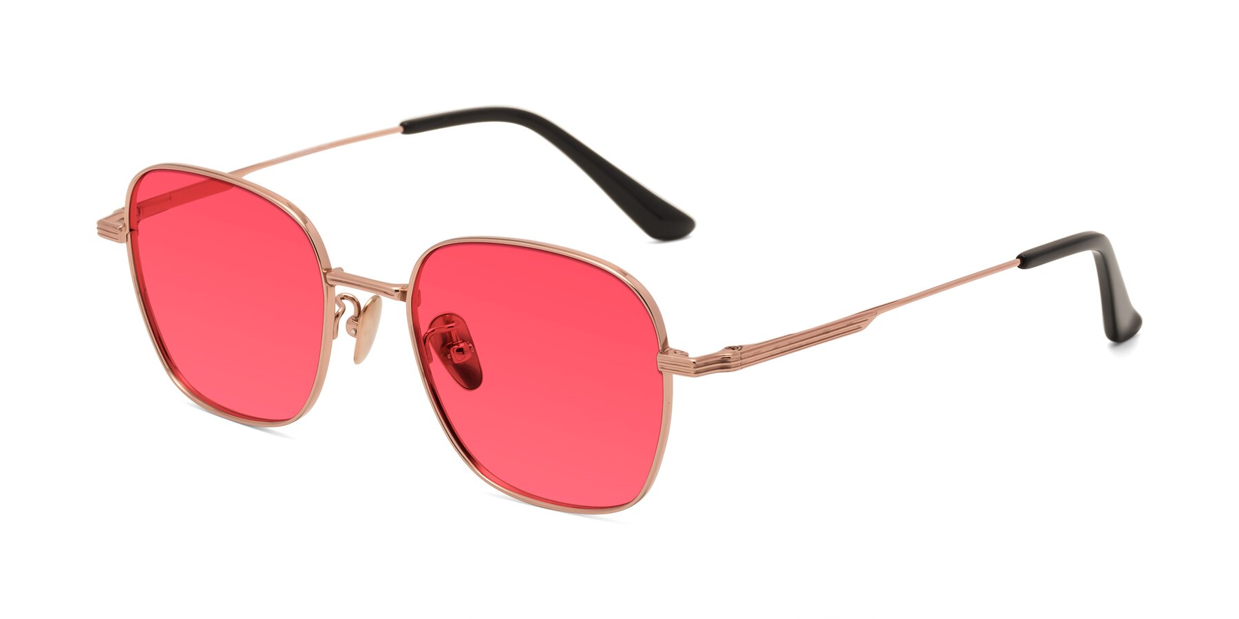 Angle of XING in Rose Gold with Red Tinted Lenses