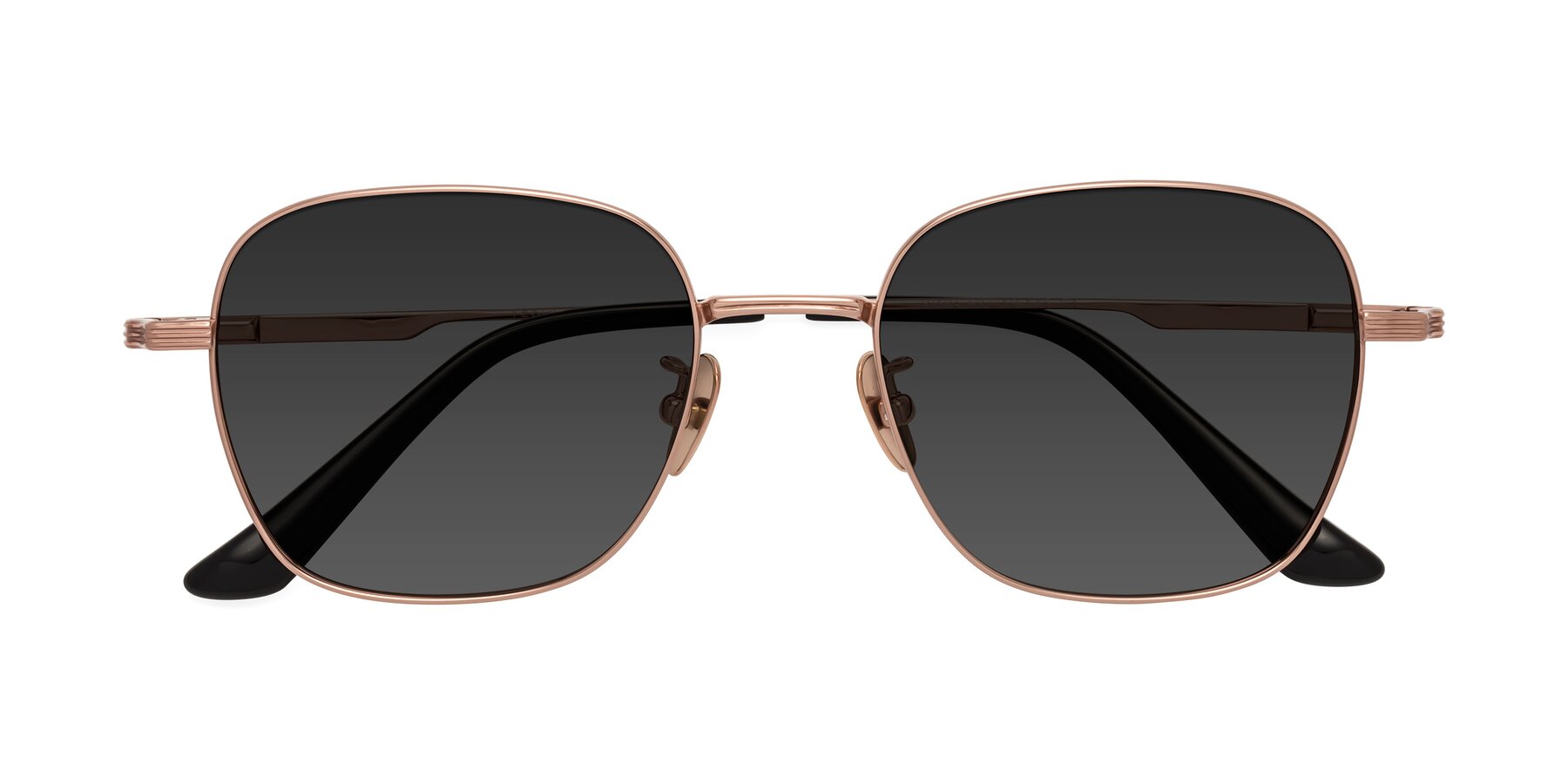 Folded Front of XING in Rose Gold with Gray Tinted Lenses