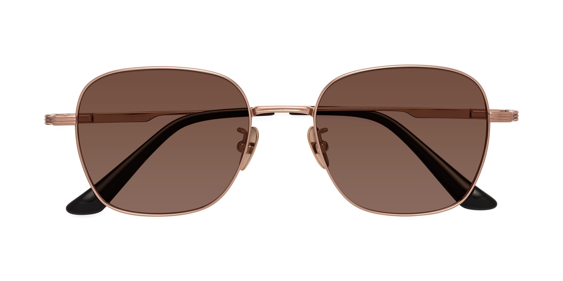 Folded Front of XING in Rose Gold with Brown Tinted Lenses