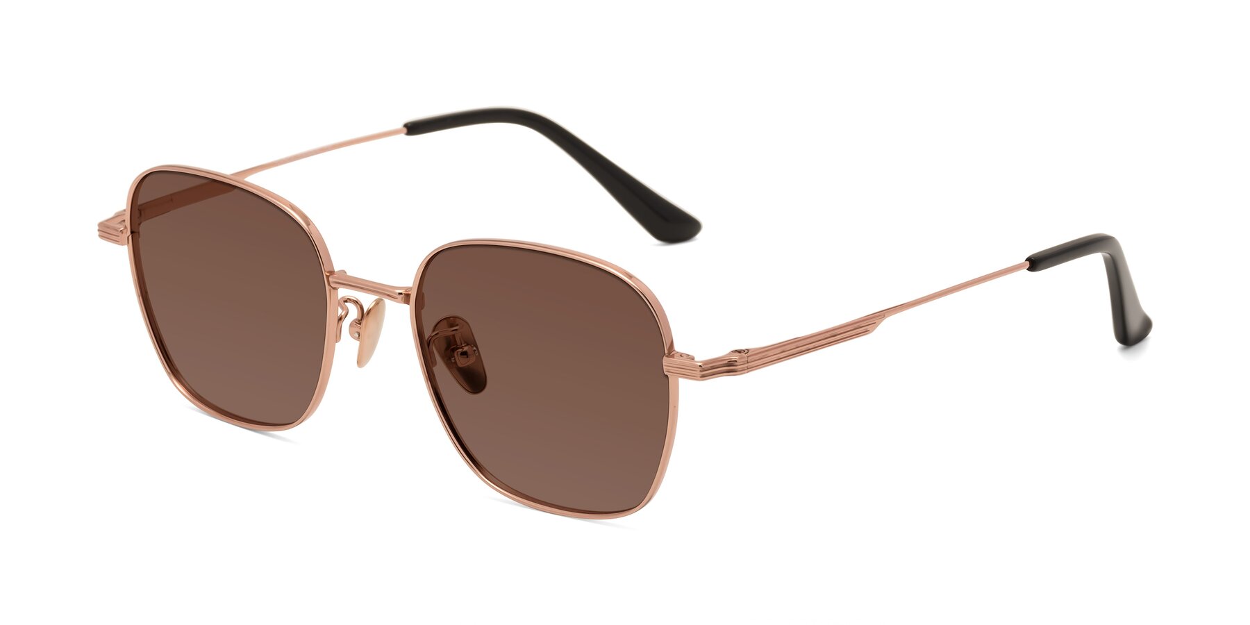 Angle of XING in Rose Gold with Brown Tinted Lenses