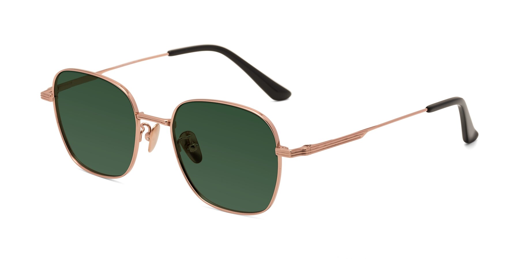 Angle of XING in Rose Gold with Green Tinted Lenses