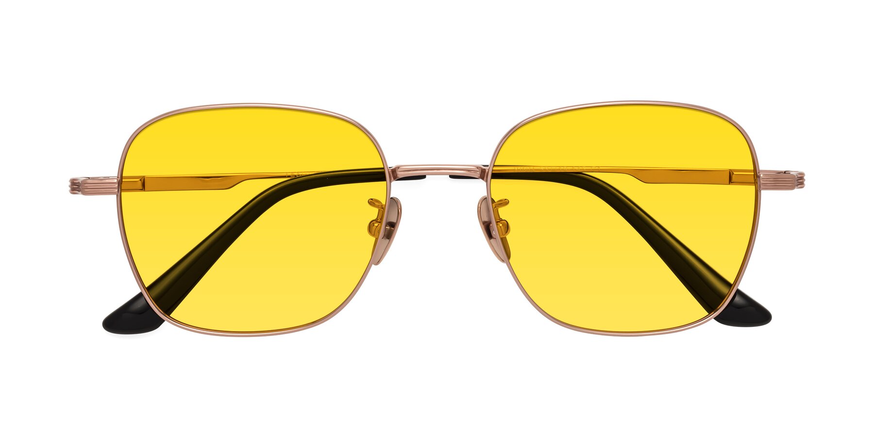 Folded Front of XING in Rose Gold with Yellow Tinted Lenses