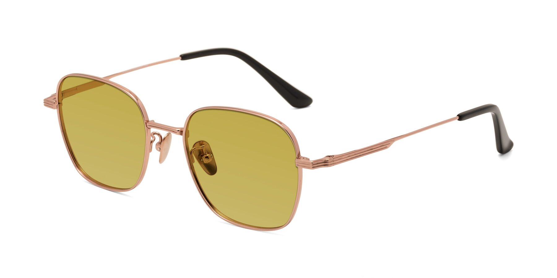 Angle of XING in Rose Gold with Champagne Tinted Lenses