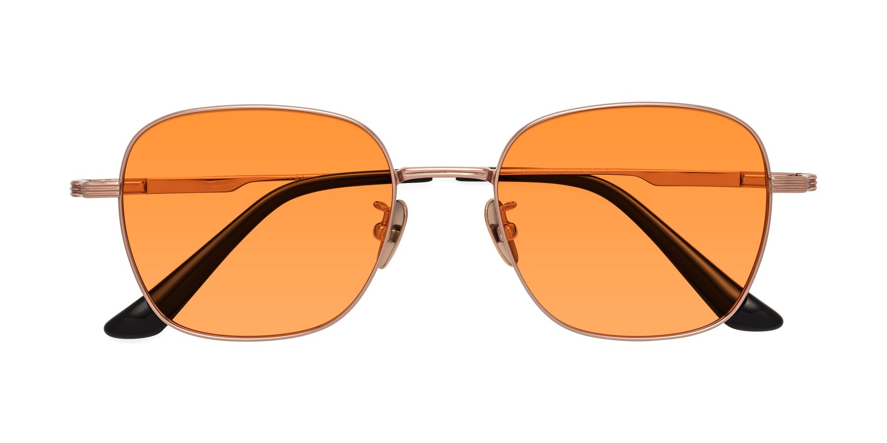 Folded Front of XING in Rose Gold with Orange Tinted Lenses