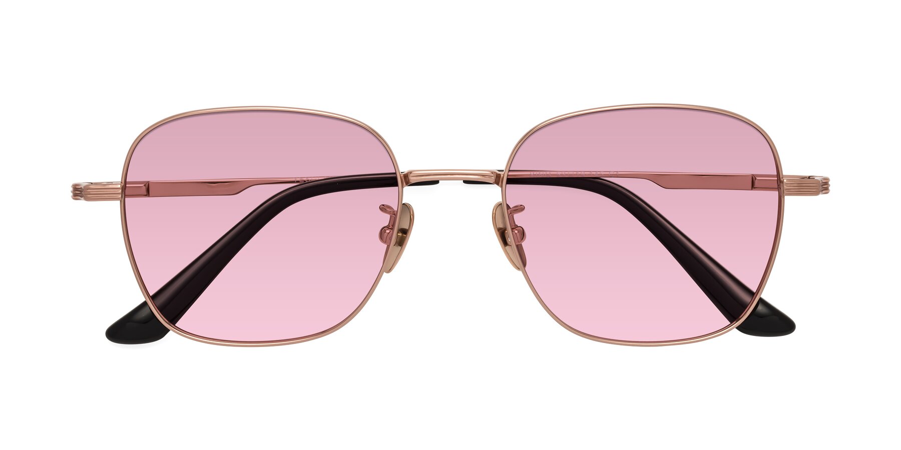 Folded Front of XING in Rose Gold with Light Wine Tinted Lenses