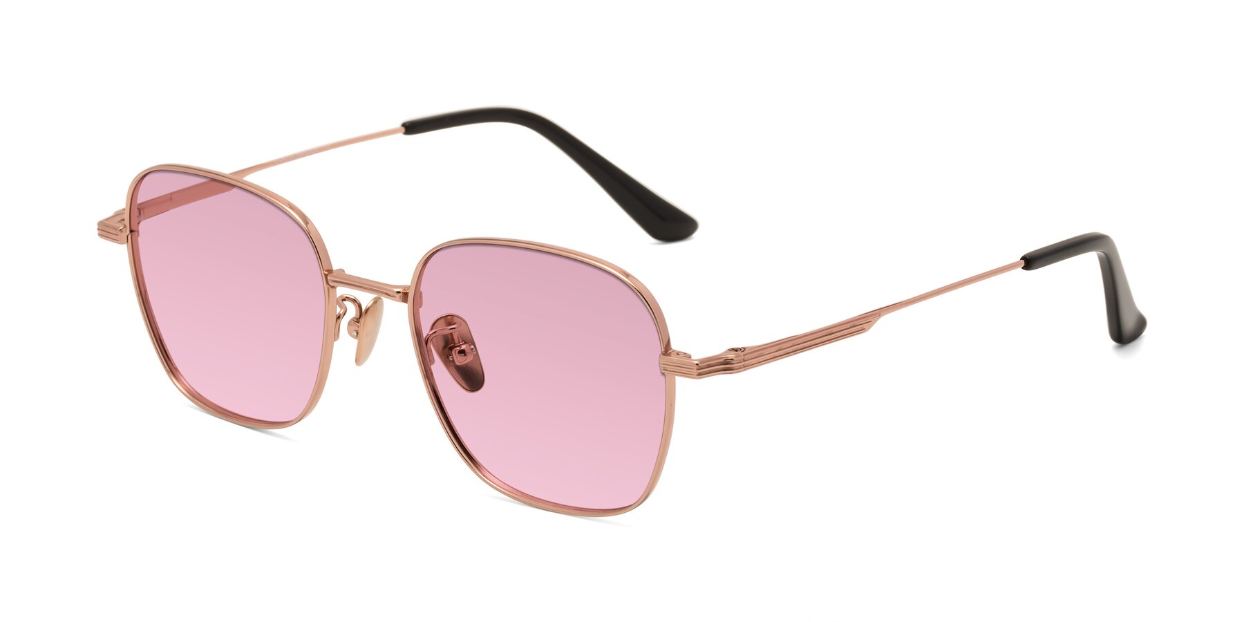 Angle of XING in Rose Gold with Light Wine Tinted Lenses