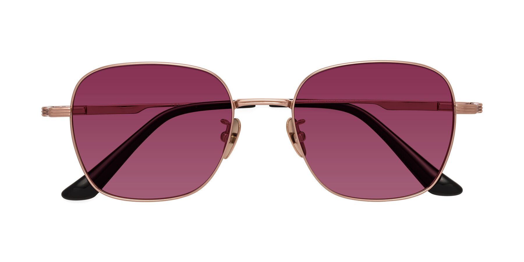 Folded Front of XING in Rose Gold with Wine Tinted Lenses