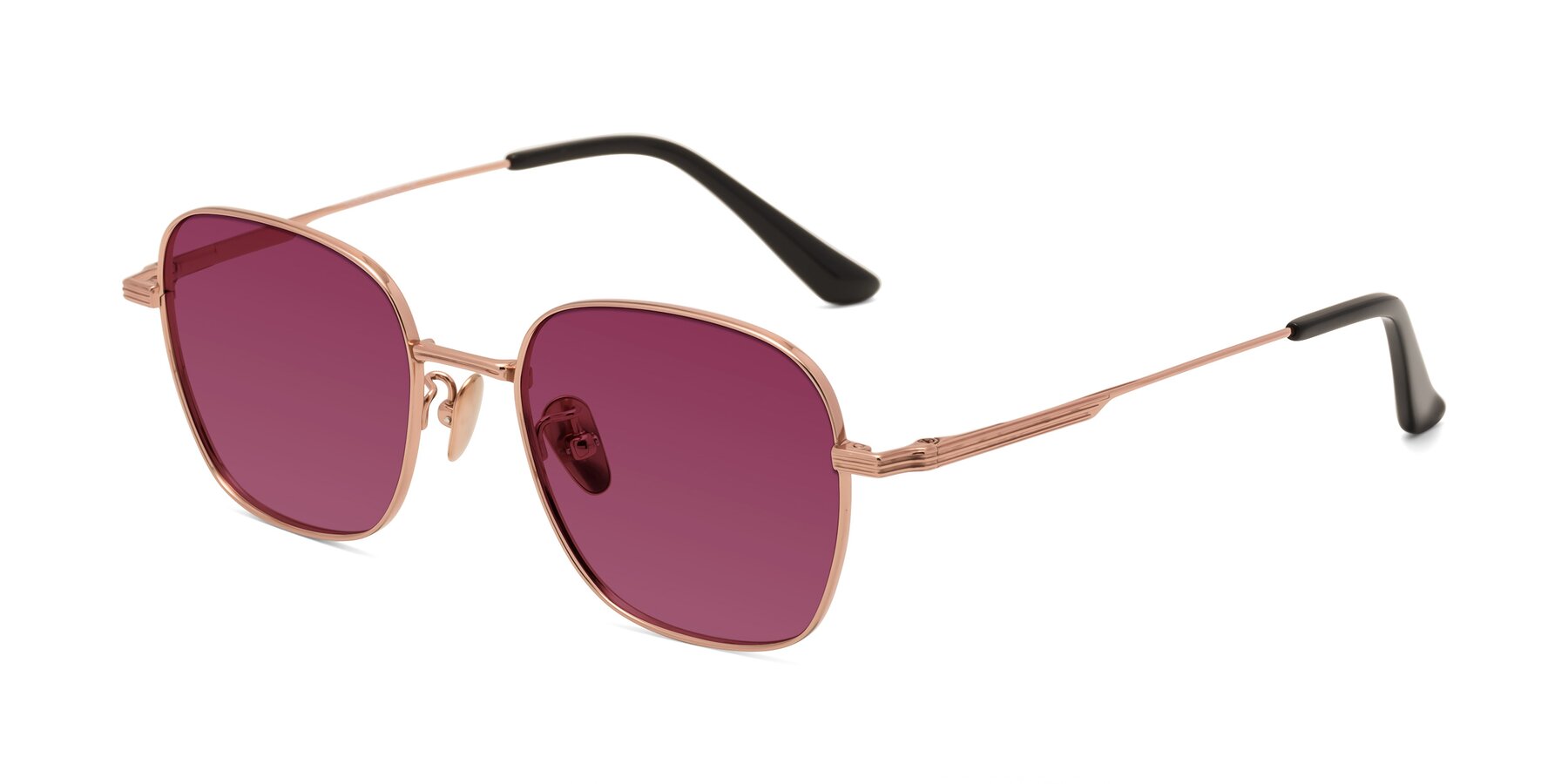 Angle of XING in Rose Gold with Wine Tinted Lenses