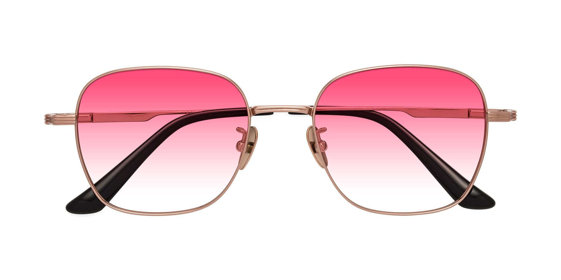 Folded Front of XING in Rose Gold with Pink Gradient Lenses