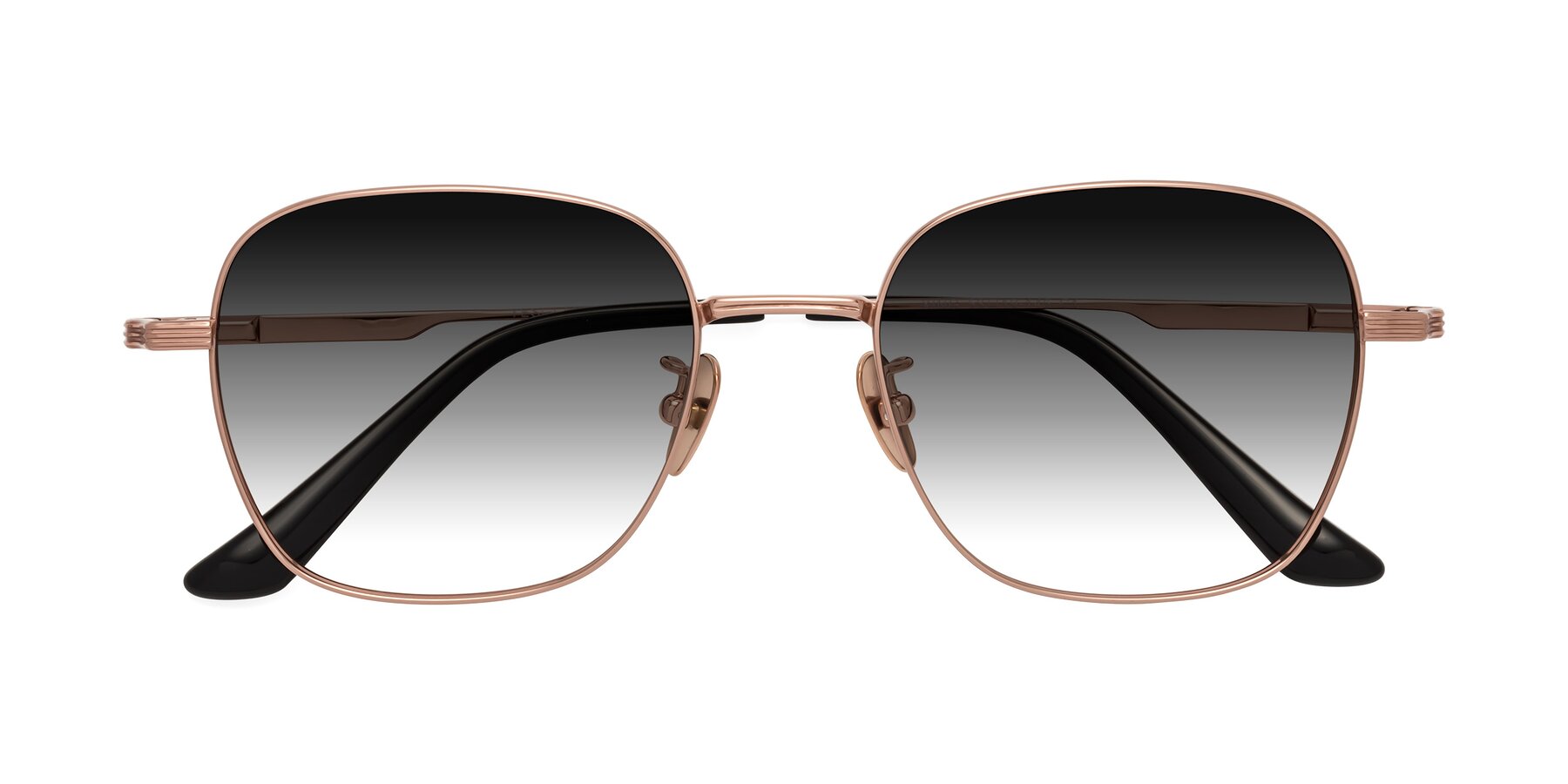 Folded Front of XING in Rose Gold with Gray Gradient Lenses