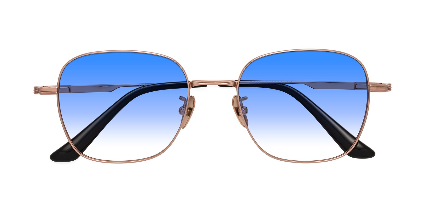 Folded Front of XING in Rose Gold with Blue Gradient Lenses