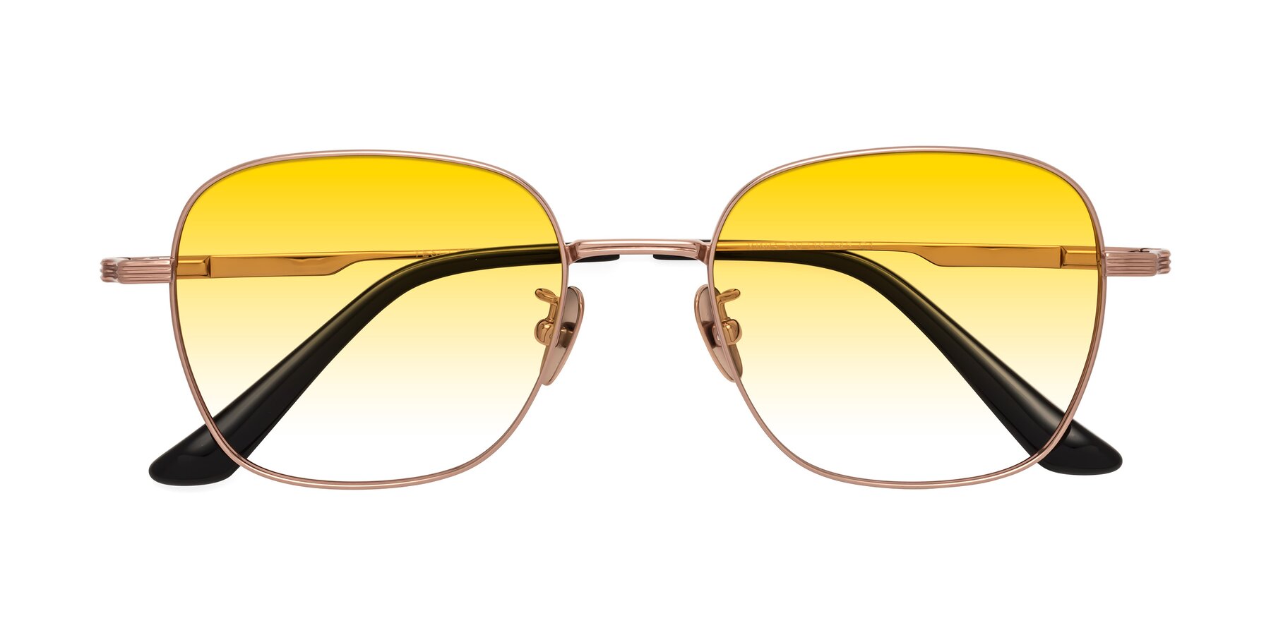 Folded Front of XING in Rose Gold with Yellow Gradient Lenses