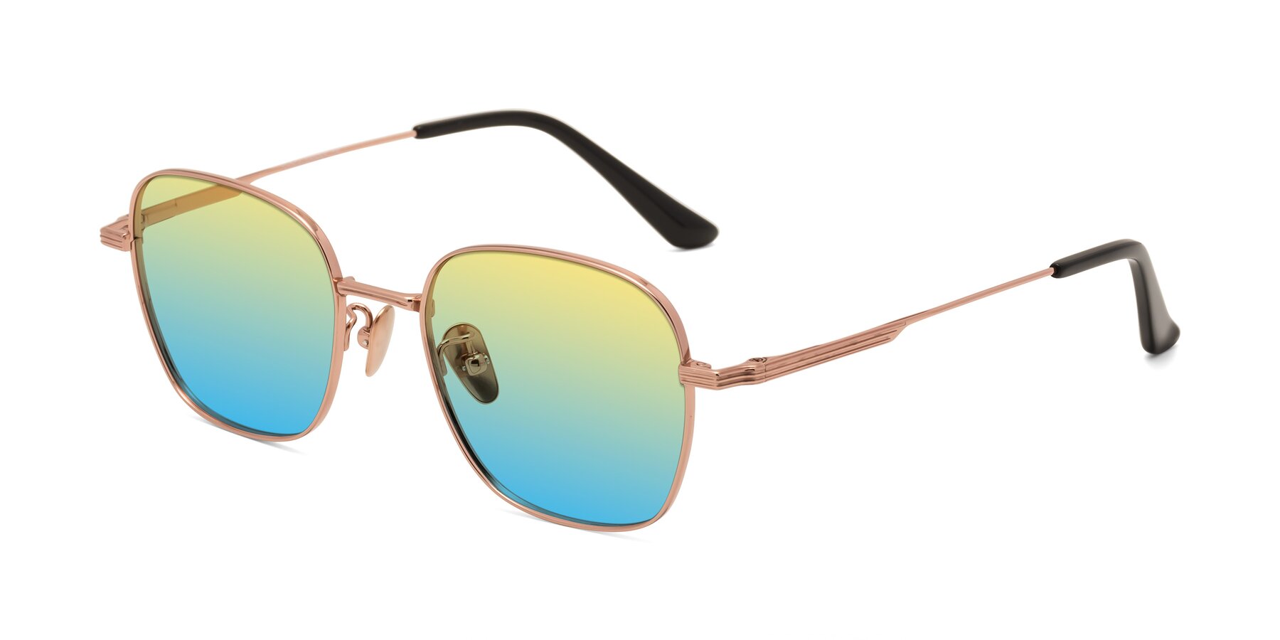 Angle of XING in Rose Gold with Yellow / Blue Gradient Lenses