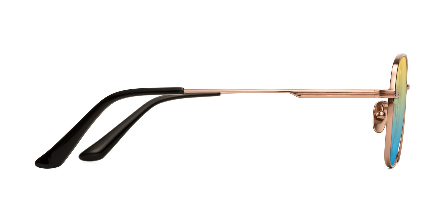 Side of XING in Rose Gold with Yellow / Blue Gradient Lenses