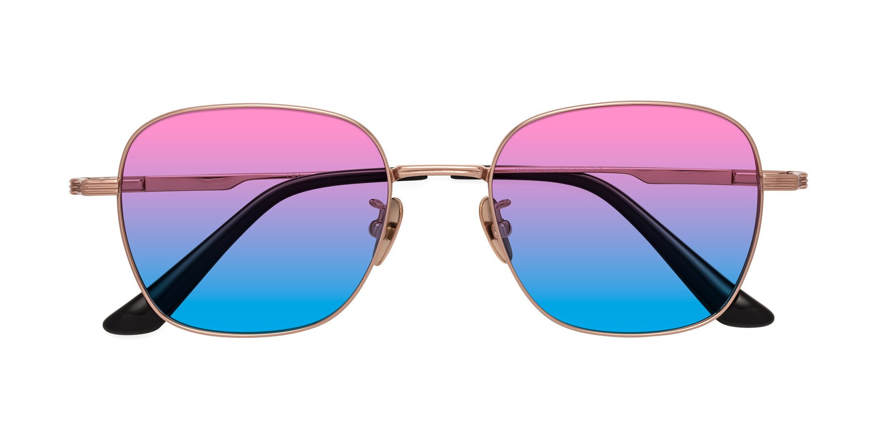 Folded Front of XING in Rose Gold with Pink / Blue Gradient Lenses