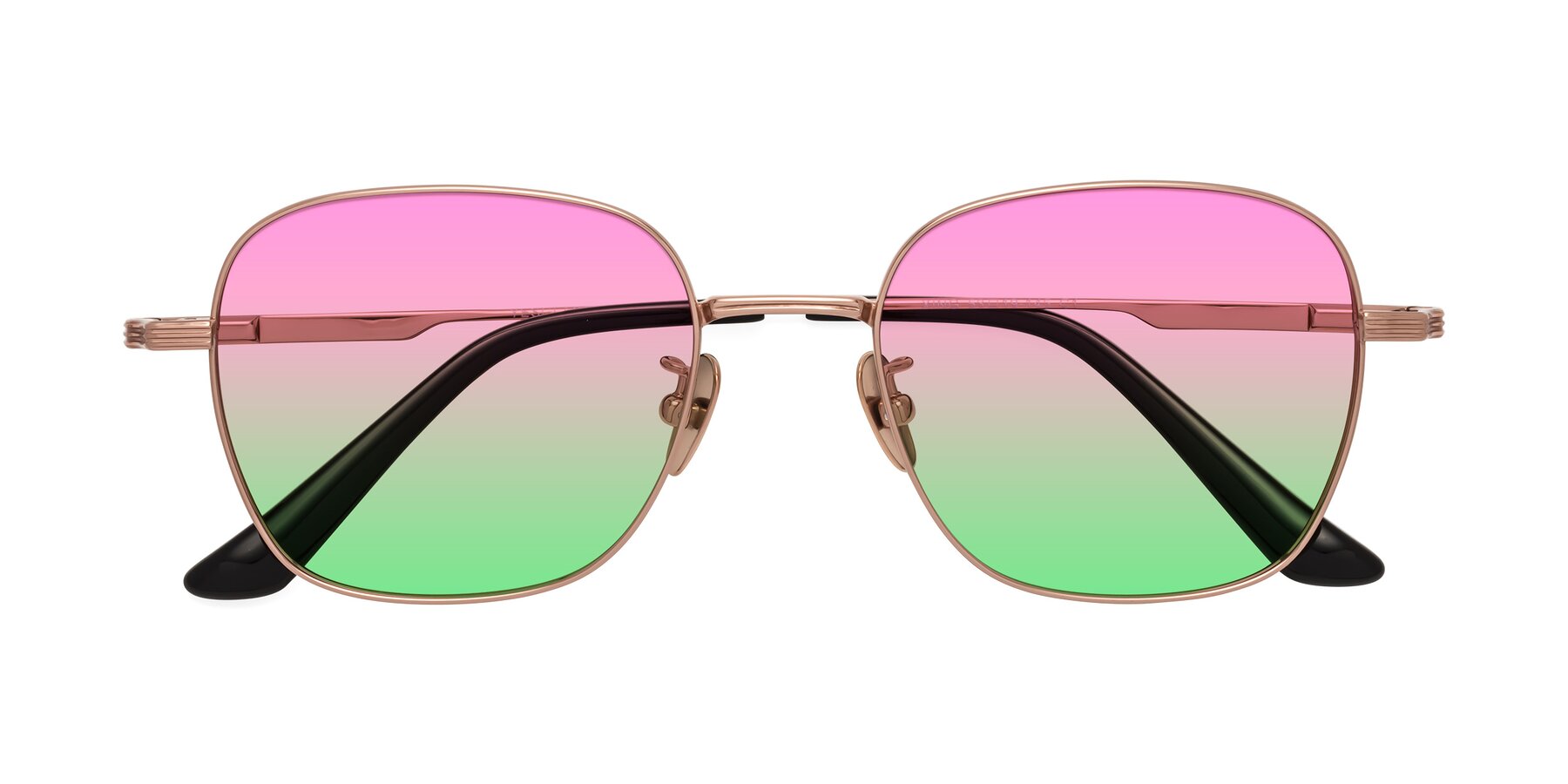 Folded Front of XING in Rose Gold with Pink / Green Gradient Lenses