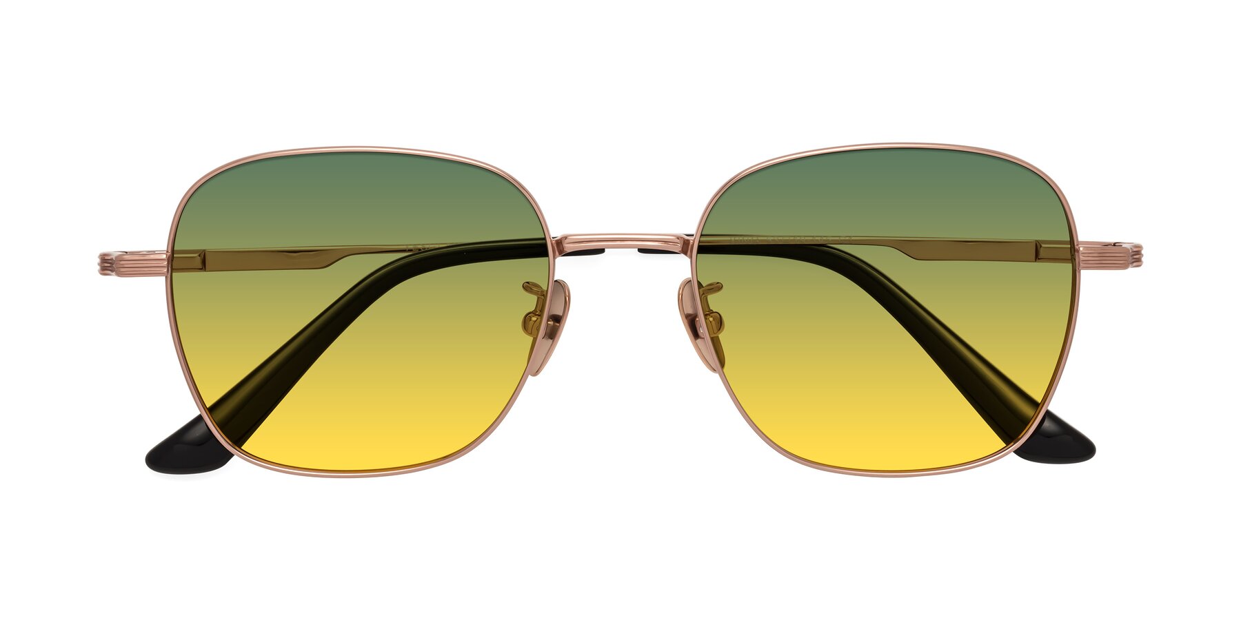 Folded Front of XING in Rose Gold with Green / Yellow Gradient Lenses