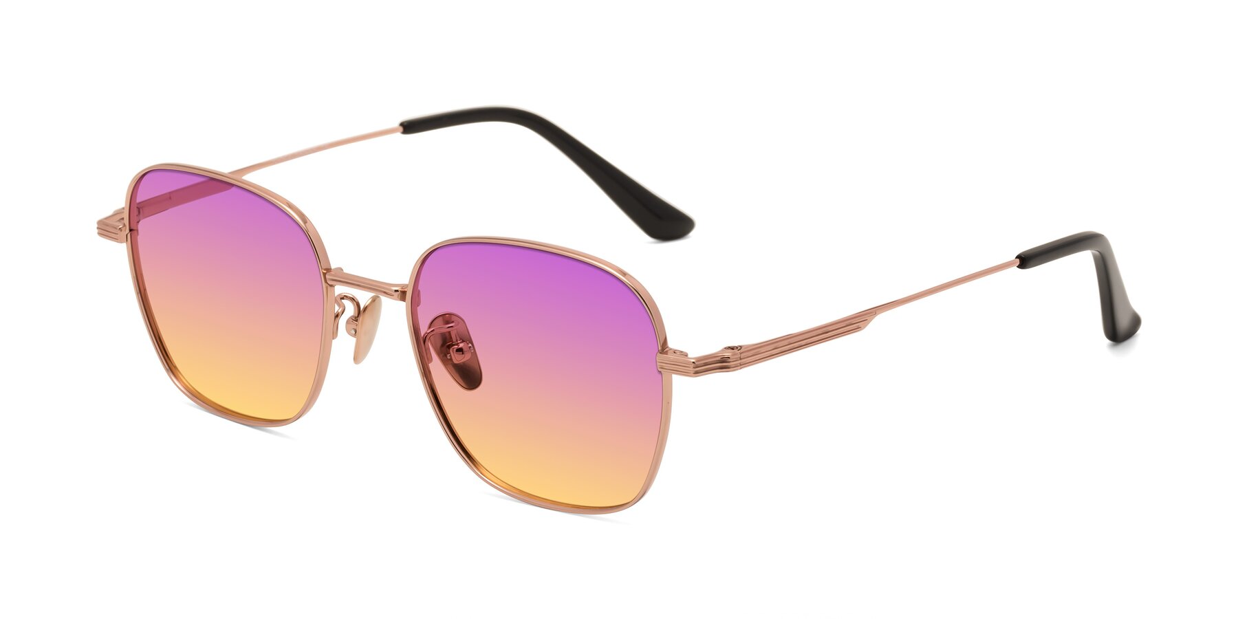 Angle of XING in Rose Gold with Purple / Yellow Gradient Lenses