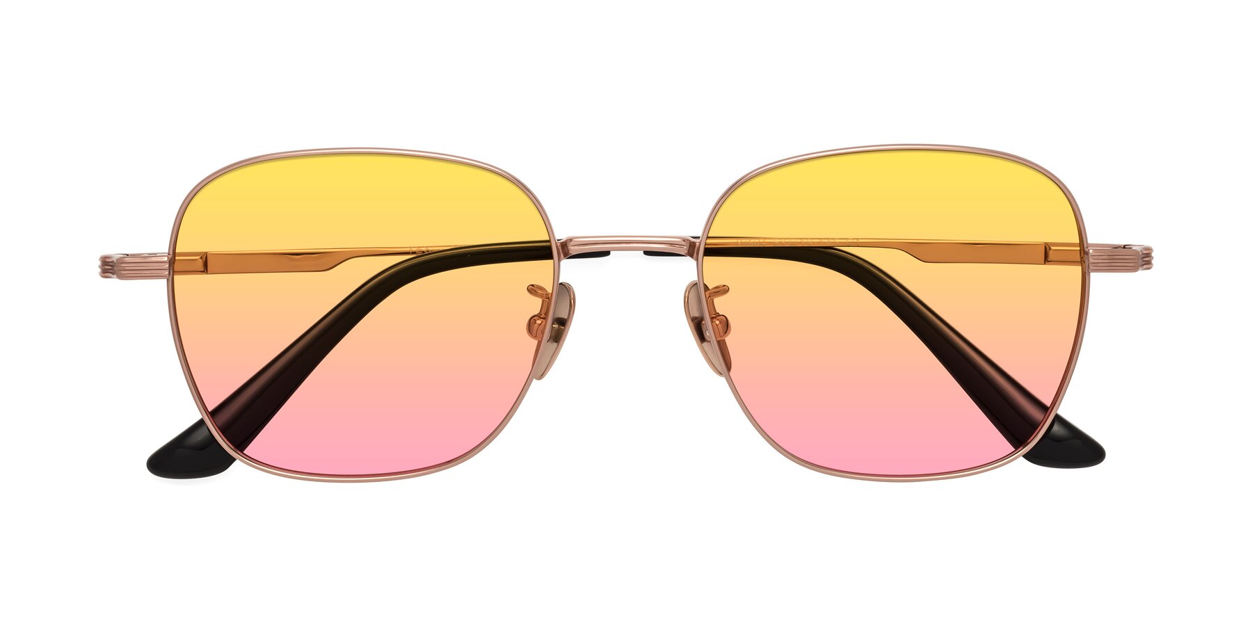 Folded Front of XING in Rose Gold with Yellow / Pink Gradient Lenses