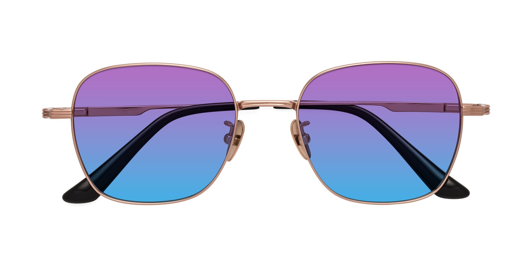 Folded Front of XING in Rose Gold with Purple / Blue Gradient Lenses