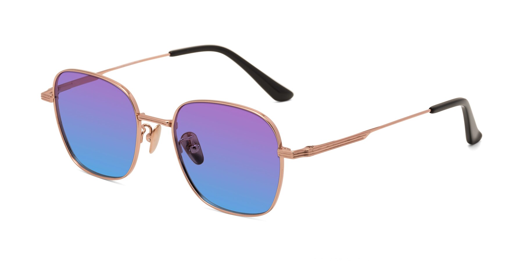 Angle of XING in Rose Gold with Purple / Blue Gradient Lenses