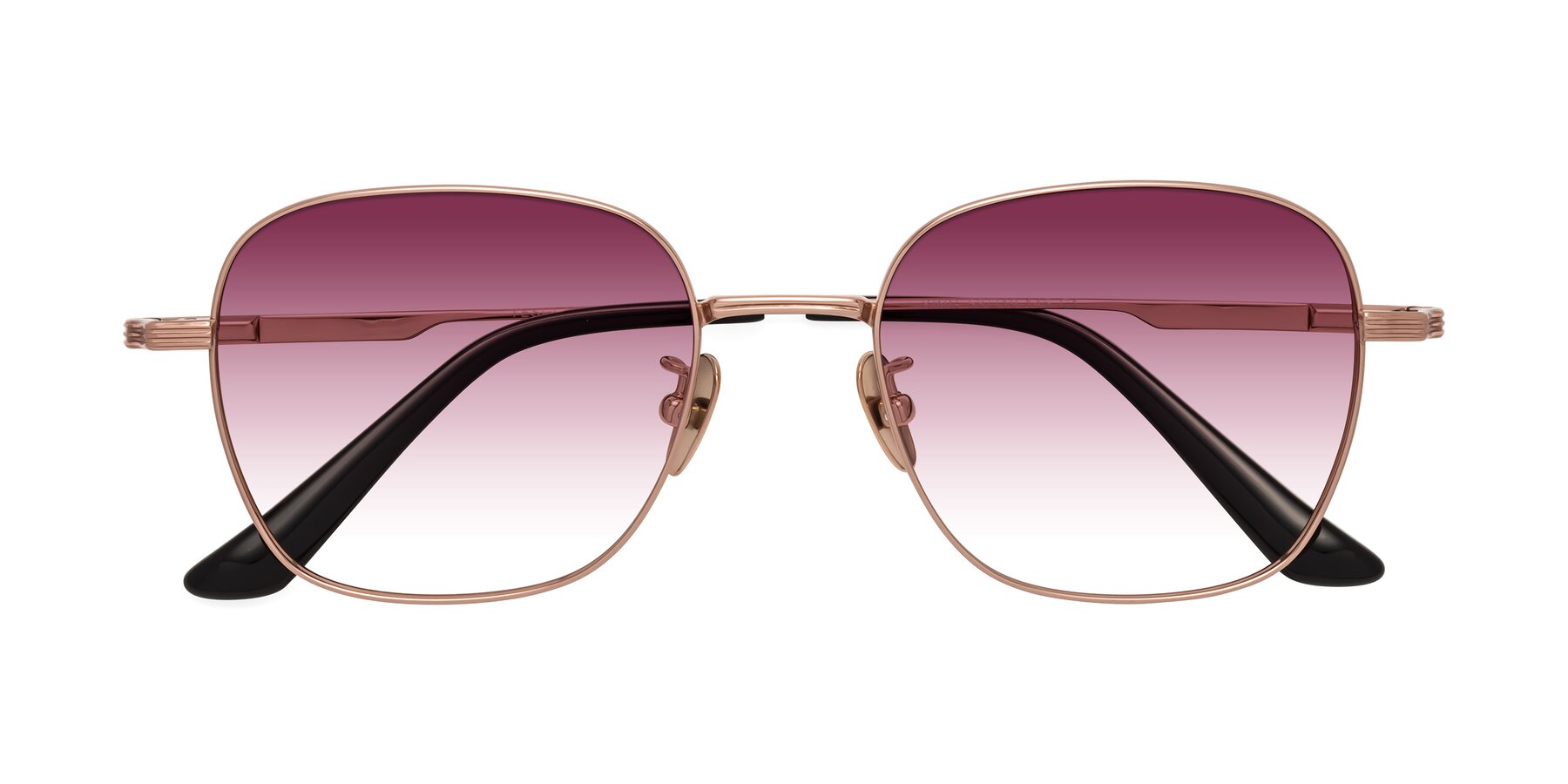 Folded Front of XING in Rose Gold with Wine Gradient Lenses