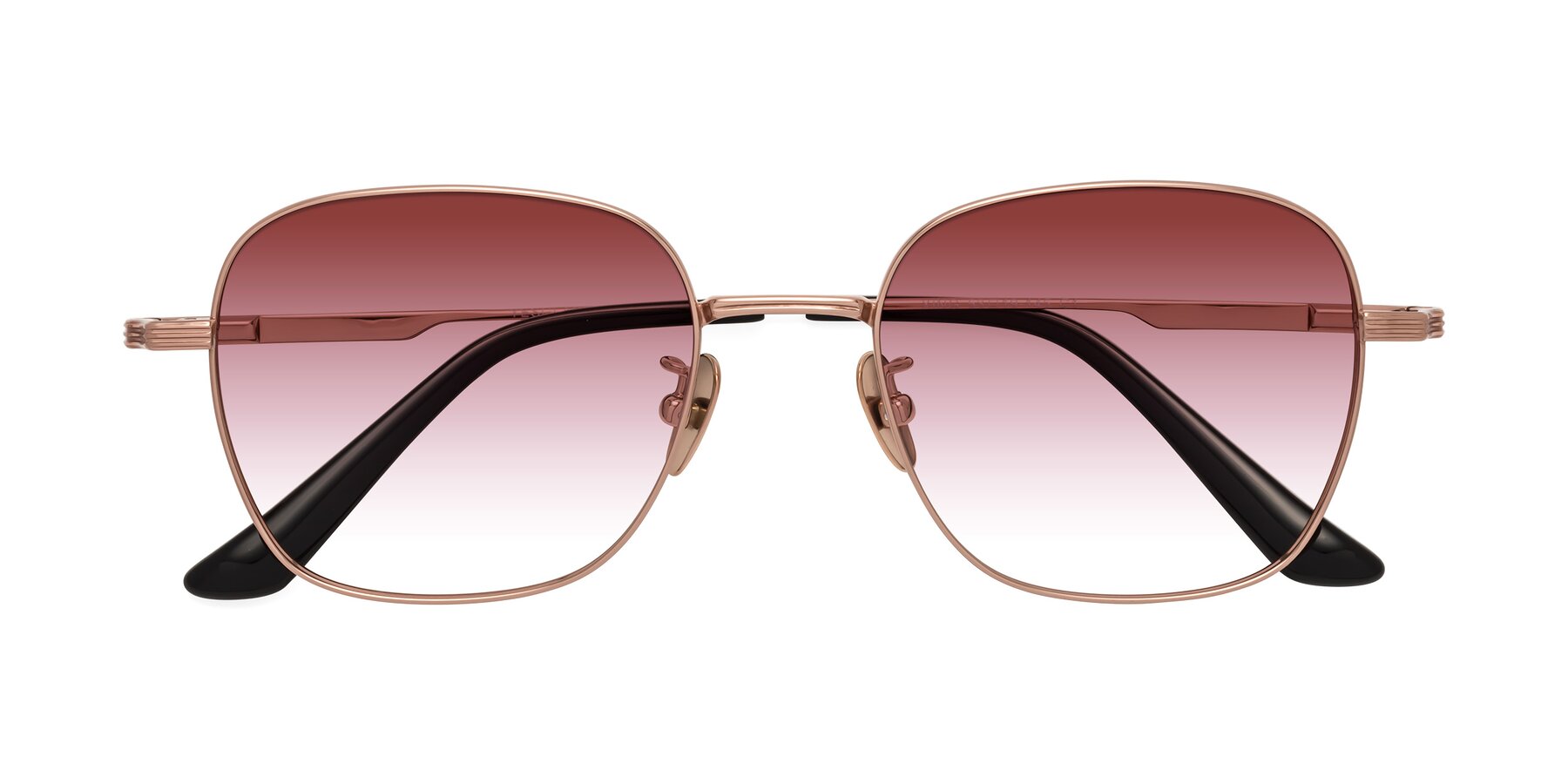 Folded Front of XING in Rose Gold with Garnet Gradient Lenses