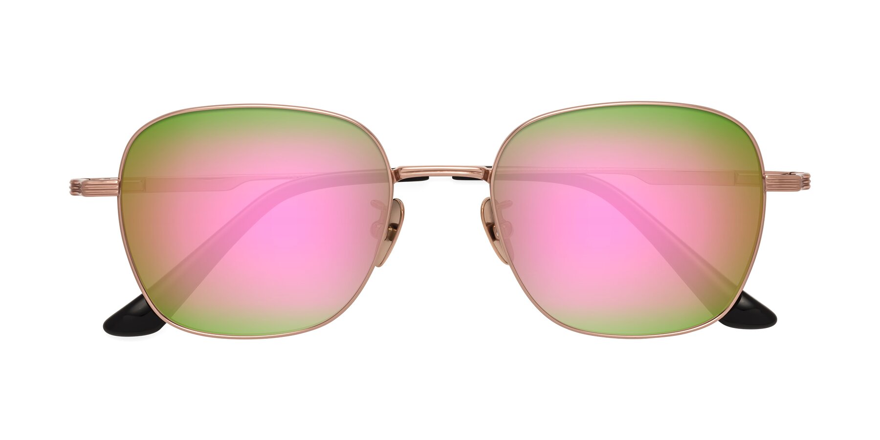 Folded Front of XING in Rose Gold with Pink Mirrored Lenses