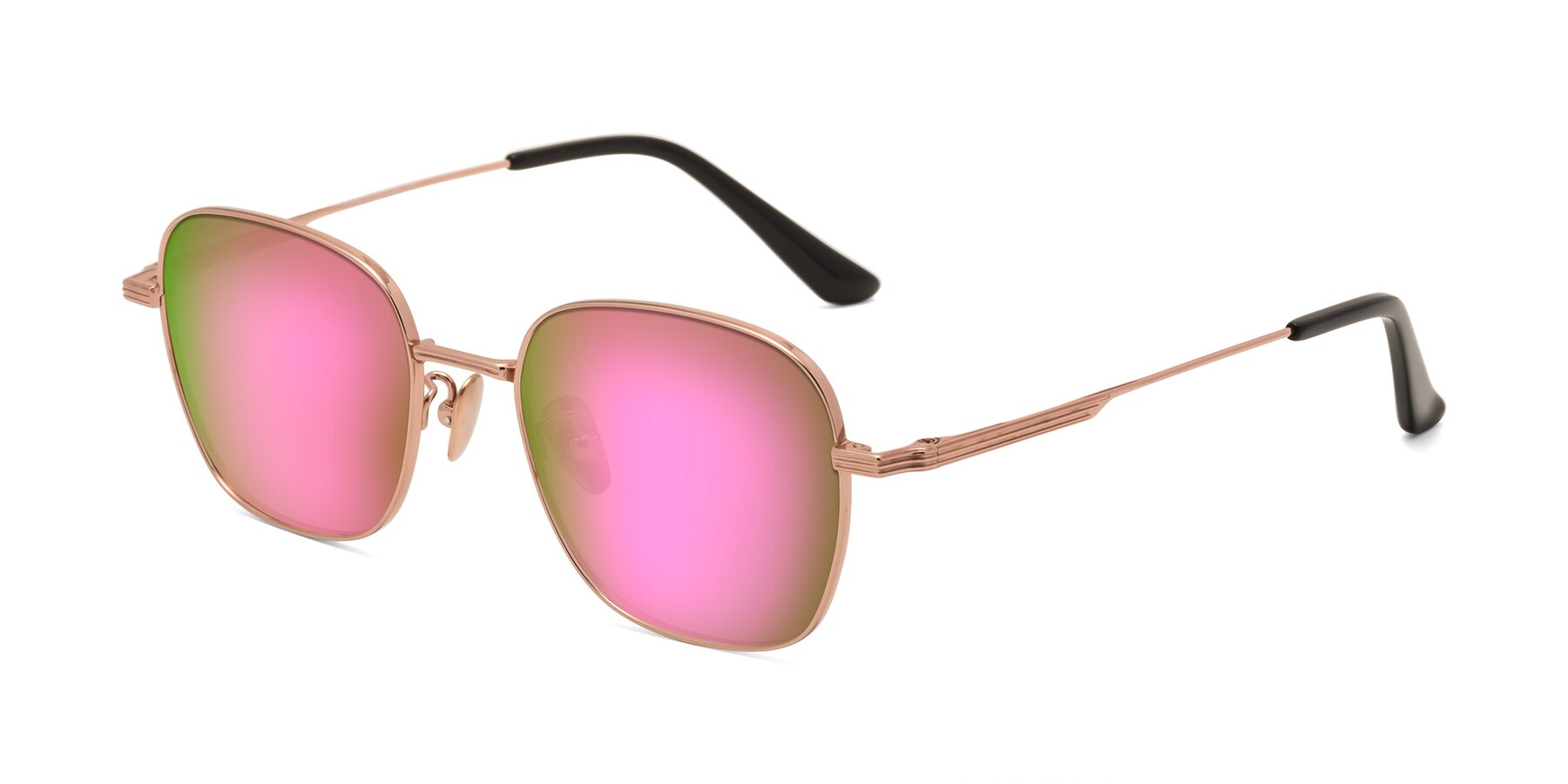 Angle of XING in Rose Gold with Pink Mirrored Lenses