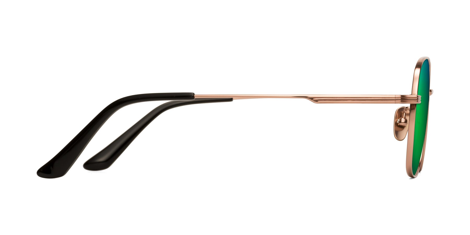 Side of XING in Rose Gold with Green Mirrored Lenses