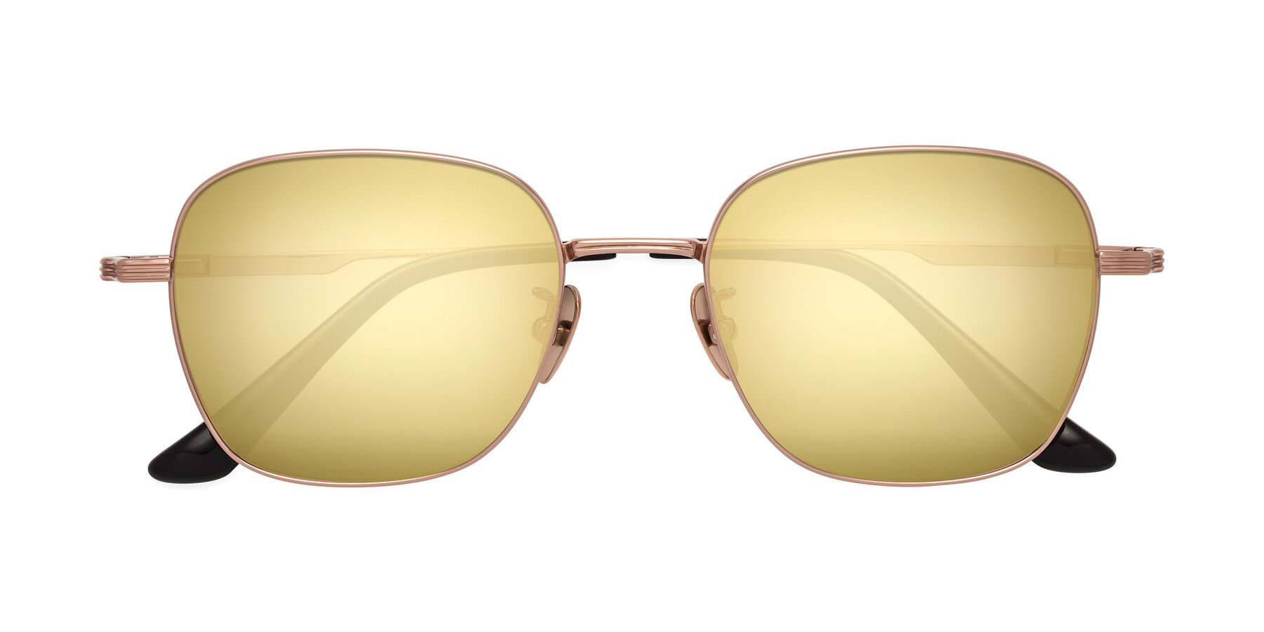 Folded Front of XING in Rose Gold with Gold Mirrored Lenses