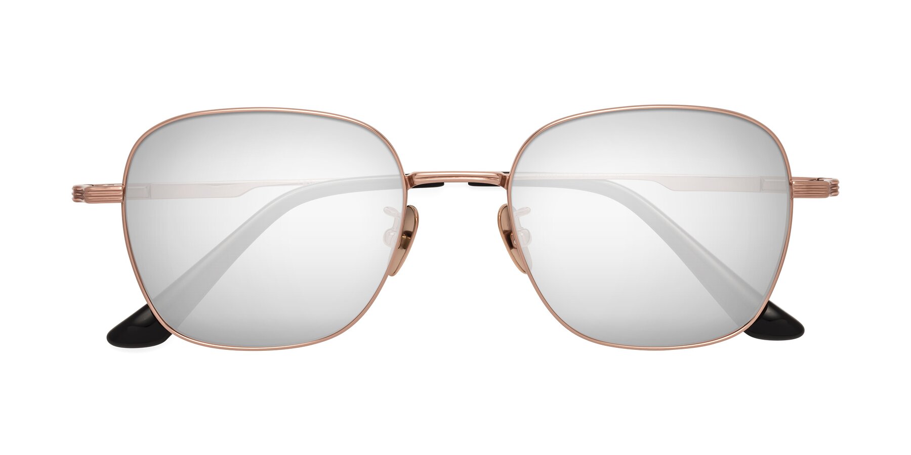 Folded Front of XING in Rose Gold with Silver Mirrored Lenses