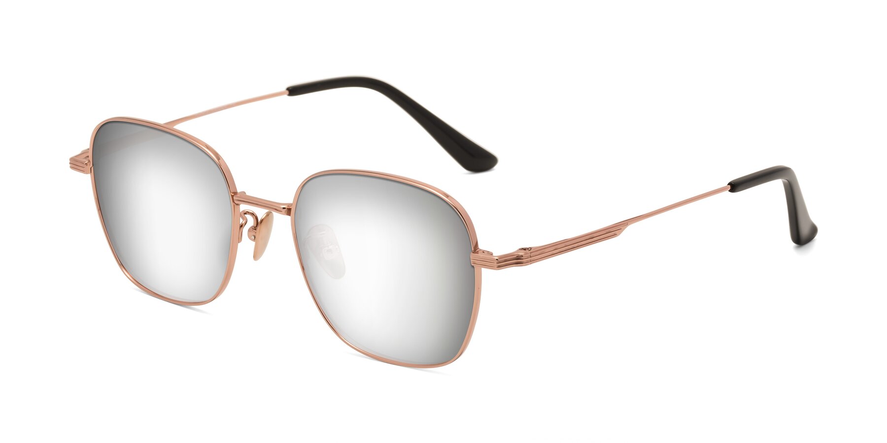 Angle of XING in Rose Gold with Silver Mirrored Lenses