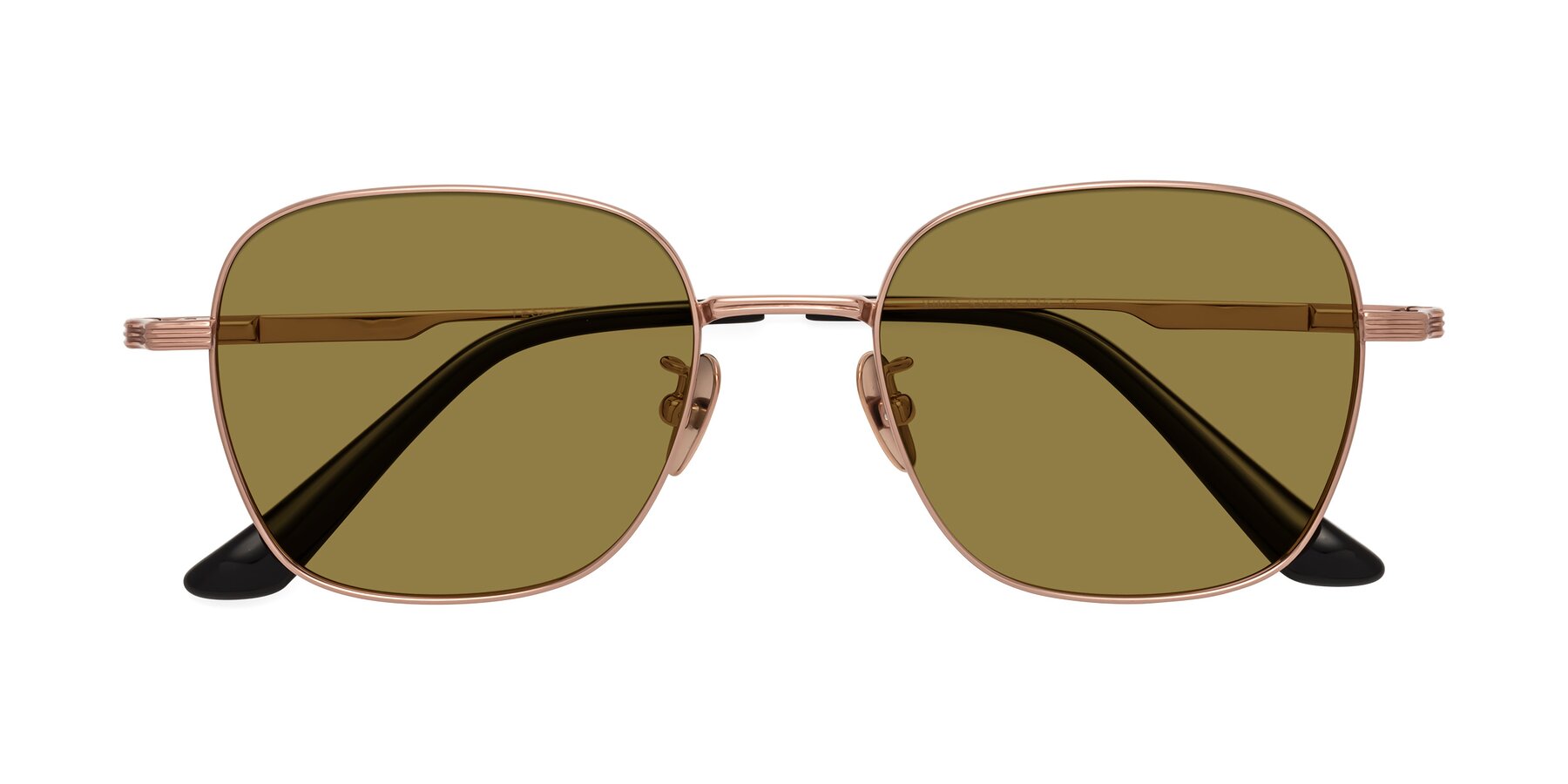 Folded Front of XING in Rose Gold with Brown Polarized Lenses